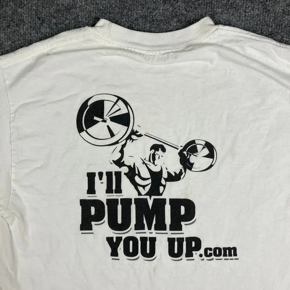 Graphic T-Shirt Mens‎ Size S White I’ll Pump You Up Gym Bodybuilding Funny